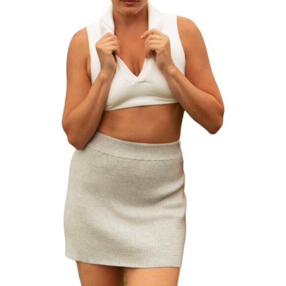 WeWoreWhat Cable Knit Tennis Skirt in Heather Grey Sz L NWT - Picture 6 of 15